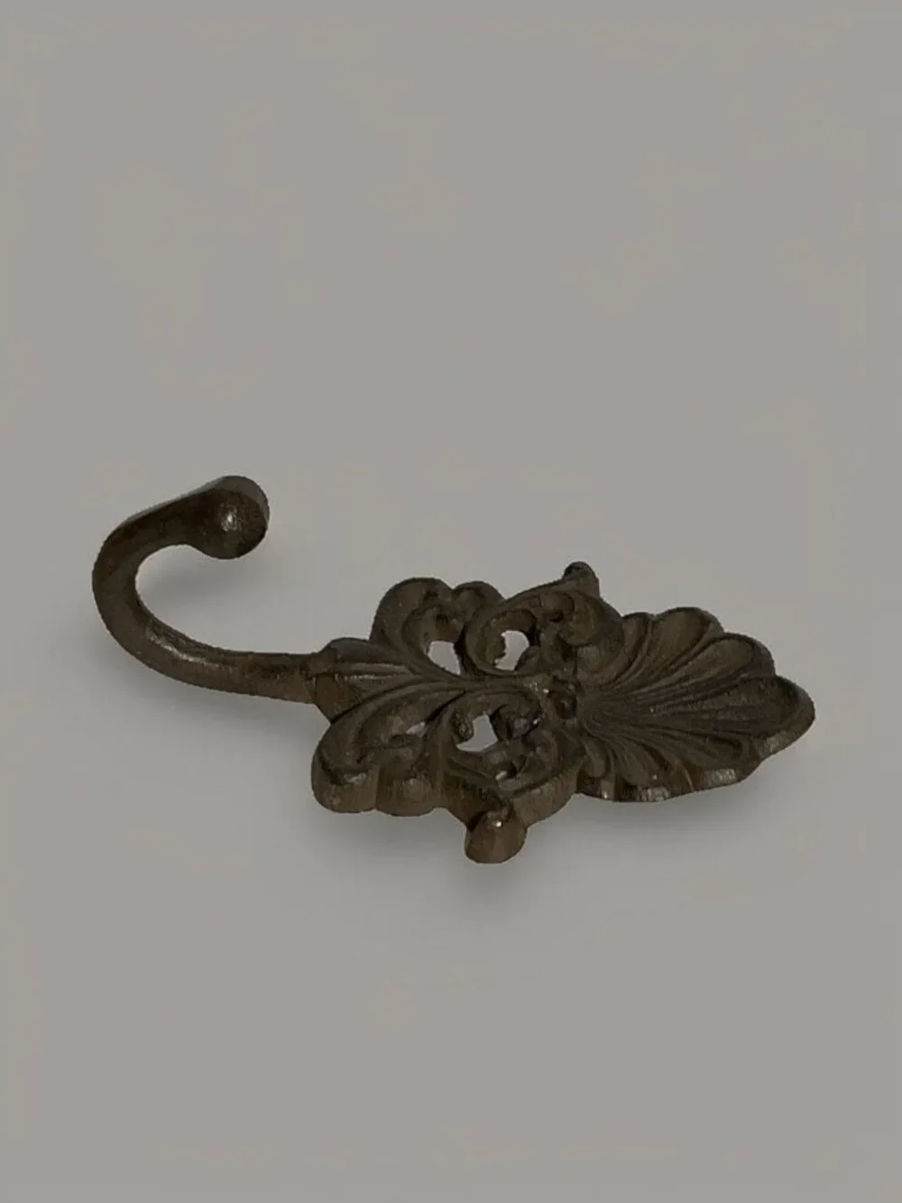 Vintage Decorative Cast Iron Wall Hook With Intricate Scroll Design